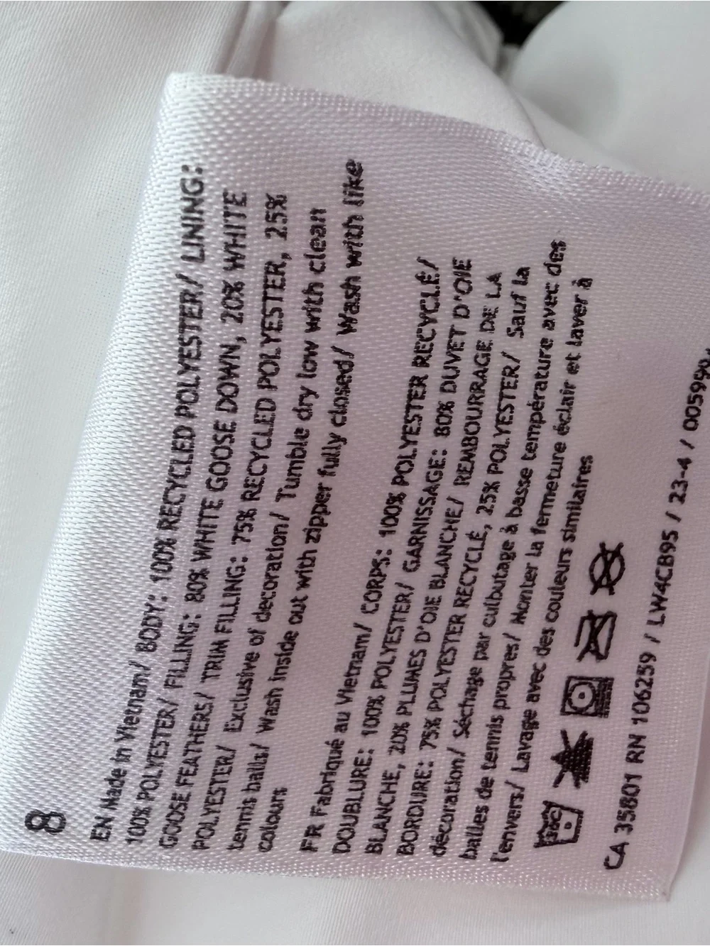 LULULEMON | White Wunder Puff Cropped Vest | Womens Size 8 | Like New